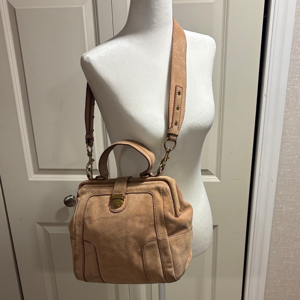 J. Crew Dusty Tan Suede Shoulder Bag with Top Handle